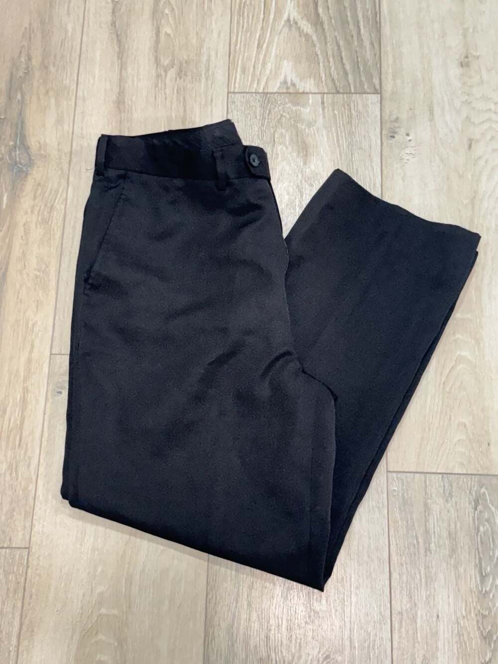 Men’s Black Dress Pants Flat Front Straight Leg Minimalist Office Workwear